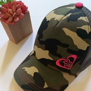 Camo ball cap with pink accent